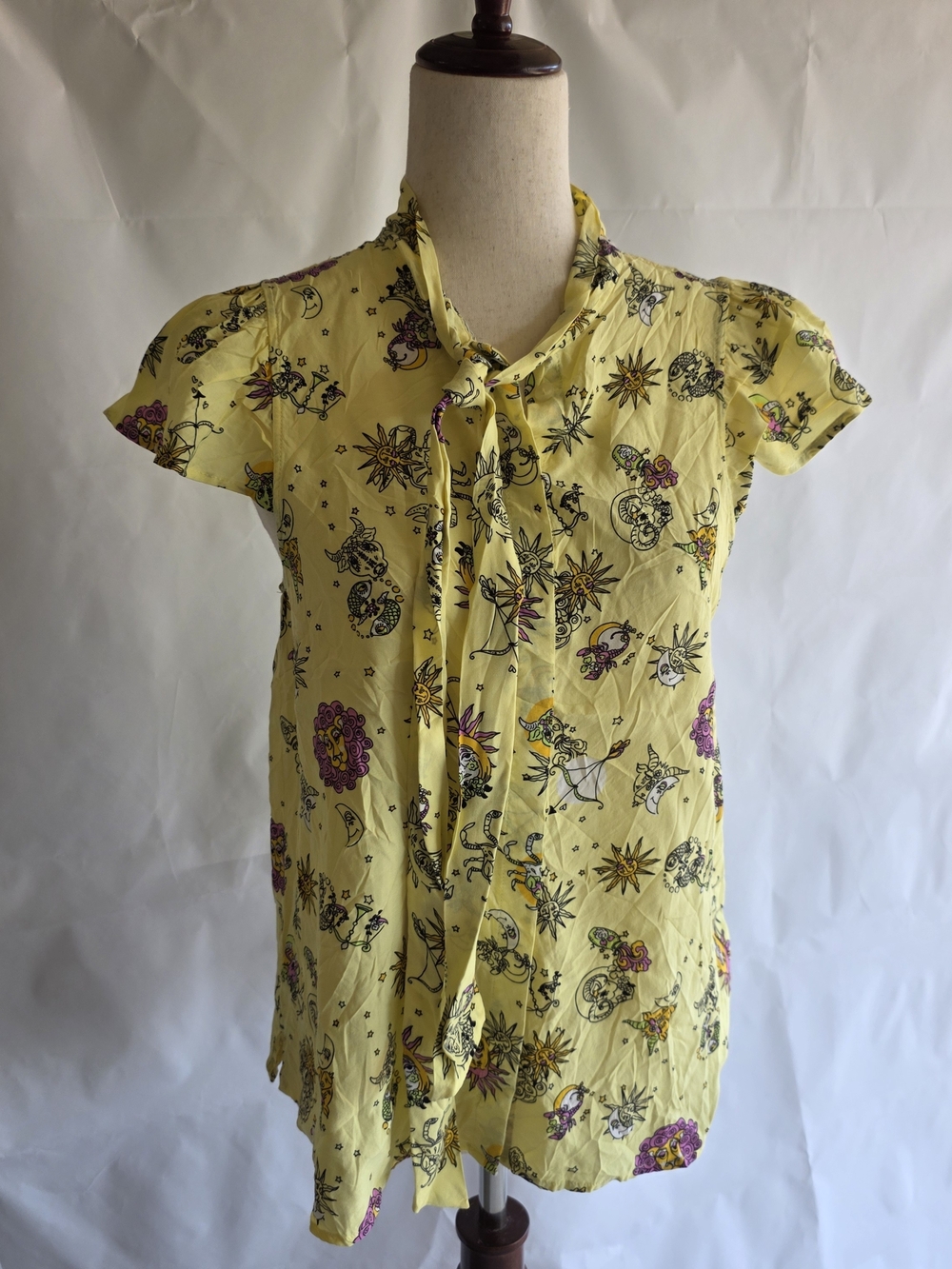 ModCloth Celestial "Home on the Prairie" Tie-Neck Blouse Size Small